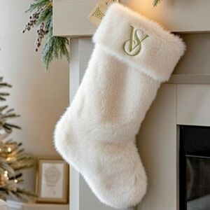 Victoria's Secret Cream Fuzzy Christmas Gift Sock. Extra large.